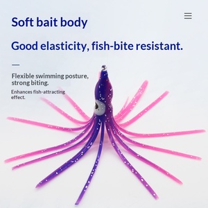5 piezas de señuelos de pesca luminosos de 5cm-12cm, de goma suave, diseño de calamar/pulpo, 20 colores, sin anzuelos - Product Image 4