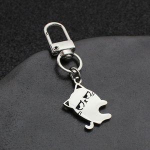 Factory New Cute Little Expression <b>Cat</b> Hugging Friend Couple Cartoon Gift Pendant Stainless Steel Keychain - Product Image 3