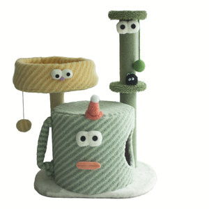 TOLEA Factory's New Green Monster Cat Climbing Frame Columna de sisal Nido de gato Árbol de gato integrado Dibujos animados para cartón de Navidad - Product Image 5