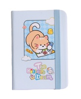 Carnet à couverture rigide A7 populaire avec motif chat, reliure cousue, élastique et 80 feuilles – Idéal pour l'école, les étudiants, comme cadeau ou fourniture de papeterie