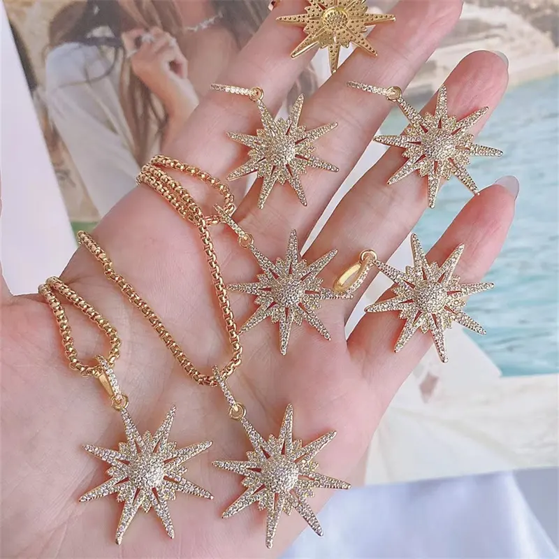 Colgante de estrella de circonia con forma de estrella, Micro Cristal, corazón, hecho a mano