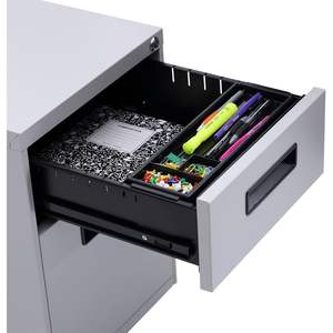 Alera Light Gray Two-Drawer <b>Metal</b> Pedestal <b>File</b> <b>Cabinet</b> 14 7/8w X 19 1/8d X 21 3/4h - Product Image 1