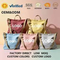 Sac fourre-tout ouvert en toile unie avec logo brodé personnalisé, sac à main pour femmes, sac à bandoulière réutilisable multifonctionnel, cadeaux promotionnels d'entreprise