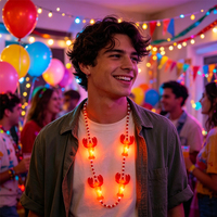 Collar de Pinzas de Langosta LED Rojas Intermitentes Zhizunlin, Cuentas Luminosas para Mardi Gras, Artículos de Fiesta, Regalo de Navidad