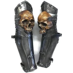 Armadura Medieval de Acero para Piernas de Caballero, Diseño de Calavera, Recorte y Estampado, Accesorio de Disfraz de Halloween, ALFA NAUTICAL, Unisex - Product Image 1