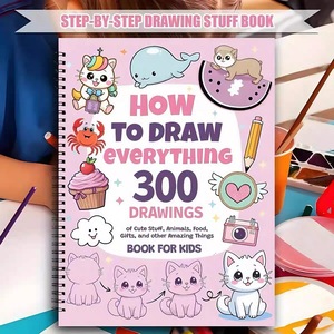 Gran Oferta: Cuaderno Personalizado para Niños - Cómo Dibujar <span class=keywords><strong>Todo</strong></span> lo que Hay, 300 Dibujos, Cubierta de Papel, Encuadernación Cosida con Bolígrafo para Práctica de Escritura - Product Image 1