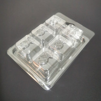 Boîte à 6 compartiments carrés en PET transparent pour cire d'ananas, bougies d'aromathérapie, huiles essentielles et gels – Emballage jetable