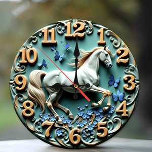 Round Wooden Wall <b>Clock</b> Artistic Minimal Design Quiet <b>Movement</b> Home Living Room Decor 25x25Cm - Product Image 1