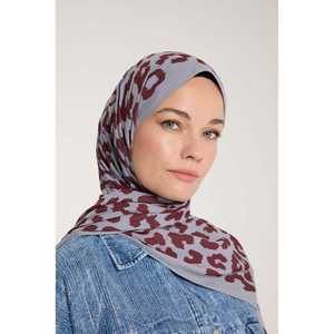 Écharpe en soie de polyester de couleur unie, imprimé léopard personnalisé, pois argentés et bordeaux, pour l'automne, l'été et le printemps - Product Image 3