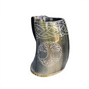 Tazas de Cerveza Hechas a Mano con Cuerno de Búfalo Real, Reutilizables, Ecológicas, Ligeras, Estilo Americano para Camping, Aptas para Lavavajillas, con Tapa de Bambú para Comer - Product Image 5