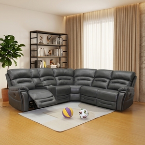 Canapé d'angle inclinable moderne en similicuir, sectionnel, pour home cinéma, salon ou salle de séjour - Product Image 6