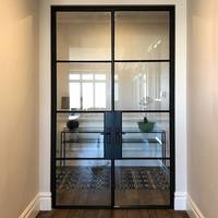 CBMmart, puertas corredizas de granero de hierro y vidrio personalizadas con herrajes, puertas corredizas de bolsillo con marco de Metal, ventanas