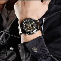 Jam Tangan Digital LED NAVIFORCE 9225 Baru untuk Pria, Multifungsi, Kronograf, Quartz, Kulit Asli