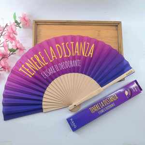 Abanicos de mano de bambú de madera grandes personalizados de 23 cm, abanicos de baile con sonido, impresos con logotipo - Product Image 5