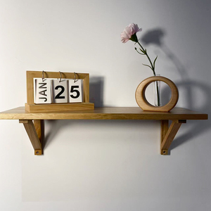 Solid <strong>Oak</strong> <strong>Wall</strong> <strong>Shelf</strong> Decorative Hanging <strong>Shelf</strong> Storage Rack with Brackets for Bedroom, Living Room, Bathroom, Kitchen - Product Image 3