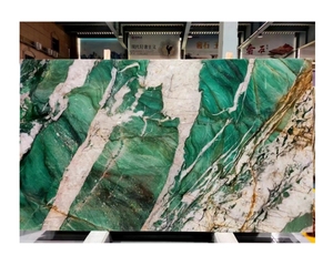 Màu xanh lá cây quartzit tấm thực vật màu xanh lá cây quartzit tấm cho mặt bàn màu xanh ngọc lục bảo quartzit - Product Image 1