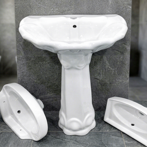 Lavabo sur pied Vistaar en céramique, forme carrée, pour salle de bain - Product Image 4