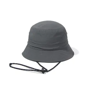 [Pieghevole] Custom impermeabile esterno corda Boonie cappello a secchiello Uv protezione solare a tesa larga con stringhe cappello pescatori