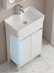 Meuble-lavabo mural moderne pour petite salle de bain, résistant à l'eau, style ferme, avec vasque en aluminium, garantie 3 ans - Product Image 5