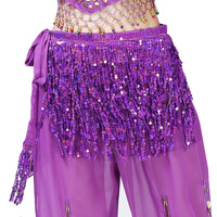Robe de danseuse Danse du ventre Couche Paillettes Jupe Gland Chaîne Ceintures Wrap Party Club Indien Latin Hula Performance Hanche Taille Écharpe