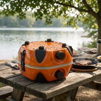 Réchaud de camping pliable avec sac de transport et tuyau, réchaud de camping au propane portable avec allumage et 2 brûleurs réglables