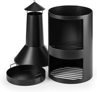 Brûleur à bois en acier Garife GM20318 avec rangement intégré pour bûches, surface peinte haute température pour utilisation en extérieur dans le jardin