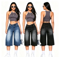 Shorts en jean taille haute à jambe large, tendance européenne et américaine - Rétro et décontracté, amincissant et polyvalent pour femme