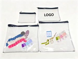 Bolsa transparente de PVC grueso con estampado floral personalizado para guardar proyectos de bordado y costura - Product Image 5