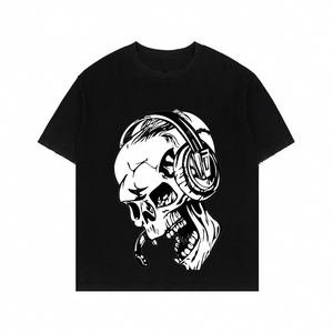 <span class=keywords><strong>เสื้อ</strong></span>ยืดผู้ชายลายหัวกะโหลกทรงโอเวอร์ไซส์ หลวม สบายๆ คอกลม สไตล์สตรีทแวร์  รับทำโลโก้ สำหรับขายส่งใน EU US AU - Product Image 5