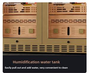 خزانة سيجار نبيذ أحمر بسعة كبيرة وذكاء بدرجة حرارة ثابتة ، خزانة مزدوجة بباب ذهبي مع تقنية ورنيش - Product Image 3