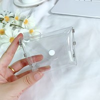 Bolsa transparente de PVC cuadrada para muñecas, llavero, estuche para auriculares, bolsa de almacenamiento para brillo labial, monedero, cartera, mochila