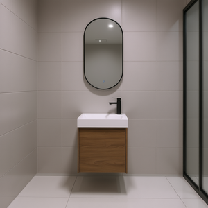 Mueble de Baño con Lavabo Individual de 18 Pulgadas, Diseño Flotante Moderno y Contemporáneo, Montado en la Pared, Acabado en Madera Oscura, Lavabo de Cerámica, Espejo - Product Image 2