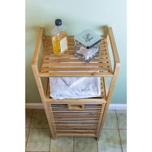 Cesto de Ropa Sucia Moderno y Ecológico con Tapa de Bambú, Asas de Transporte Fáciles, Ahorra Espacio, Esencial para el Baño y el Hogar - Product Image 3