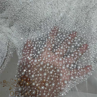 Tissu en dentelle de perles délicates DELACE YCM, dentelle de luxe entièrement perlée, tissu perlé à la machine, dentelle pour robe de mariée