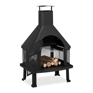 Chimenea de acero de pie para exteriores, chimenea de madera con chimenea - Product Image 1