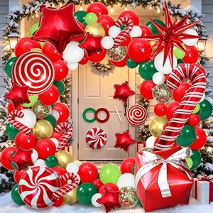 Guirnalda de Globos Navideños Rojos, Verdes y Dorados al por Mayor, Decoración Temática de Dulces y Regalos, Adornos Festivos para el Hogar - Product Image 2