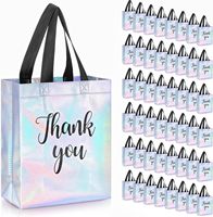 Sac de courses réutilisable en PP holographique argenté laminé non tissé avec motifs de dessins animés et imprimés d'animaux, logo personnalisé