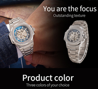 Montre automatique mécanique pour homme LONGLUX, montres de luxe, étanches, squelette, pour affaires, vente en gros pas cher, acier inoxydable, montre cadeau
