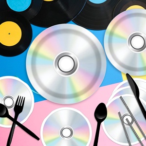 Moderne 4 pièces <span class=keywords><strong>Musique</strong></span> Fête Décoration <span class=keywords><strong>CD</strong></span> <span class=keywords><strong>CD</strong></span> Couverts Papier Bac Mouchoirs Combo Vente Chaude pour 8 Personnes - Product Image 3