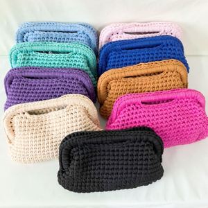 Women's High-End Polyester Clutch Bag Hand-Crocheted with Open Closure Versatile Simple Chain Cloud Design for Leisure Travel - Product Image 5