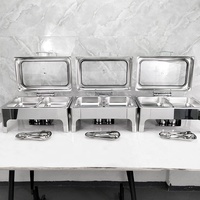 En gros, Ensembles de buffet en acier inoxydable 9L, Chauffe-plats électriques ronds et rectangulaires à chauffage par combustible et hydraulique, Prix usine