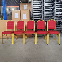 Chaises de banquet empilables en fer avec housse en tissu moderne et durable, coussin en éponge pour hôtels, restaurants, mariages en plein air, événements et fêtes