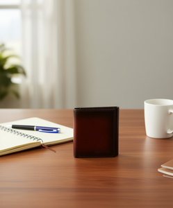 Portefeuille fin à trois volets en cuir pour homme Perry Ellis, design ombré, longueur courte, style cuir véritable - Product Image 2