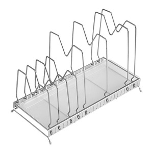 ชั้นวางฝาหม้อสแตนเลสทรงสี่เหลี่ยมปรับได้อเนกประสงค์พร้อมที่คว่ำฝาโลหะ - Product Image 2
