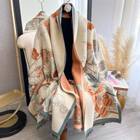 2025 automne nouveau Style femmes épaissi chaud écharpe plante Floral Jacquard minimaliste polyvalent cou plus chaud châle Polyester hiver
