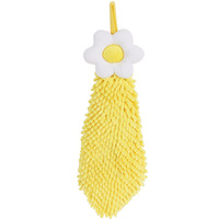 Serviette en chenille à motif œuf de fleur, avec bordure, pour la maison et les loisirs, serviette à main créative pour enfants, vente en gros