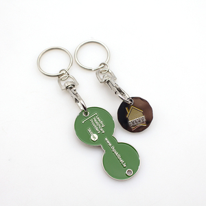 Tùy chỉnh thiết kế kim loại men Euro siêu thị mua sắm giỏ hàng <span class=keywords><strong>Chip</strong></span> Keyring Xe đẩy Token Coin Keychain - Product Image 6