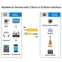 Adaptateur de microphone audio mono plaqué or, prise jack 6,5 mm femelle vers 3,5 mm mâle, câble auxiliaire