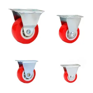 Furniture small red wheel 2.5 inch fixed direction casters heavy duty pvc quiet bearing good gold diamond wheel