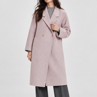 Nouveau manteau double face en mélange de laine pour femme, automne-hiver, double boutonnage, écologique, avec décoration de boutons faits à la main